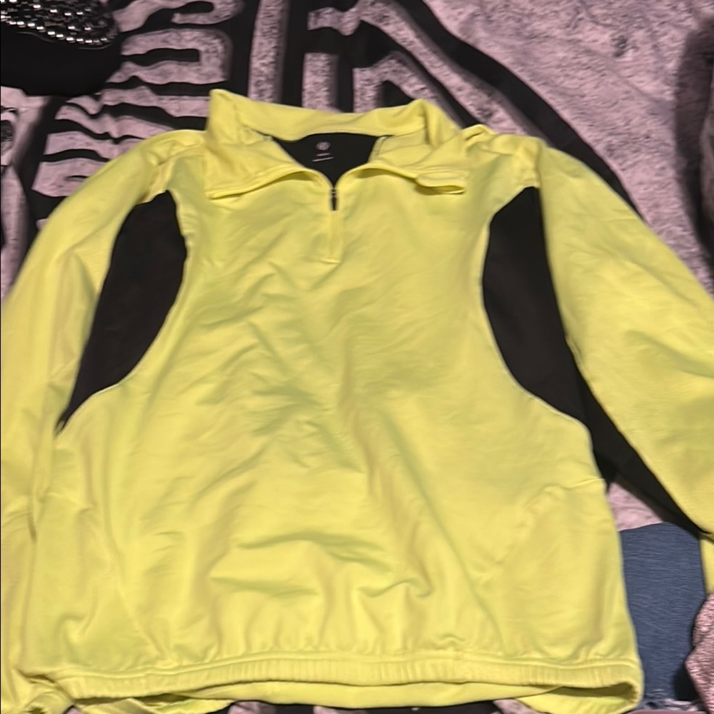 Vibrant Yellow Pullover Top with Contrast Panels